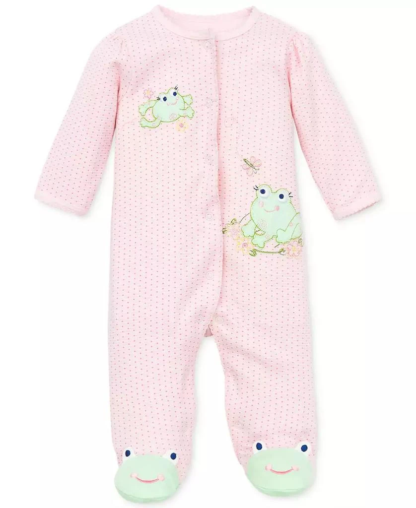 Little Me Baby Frogs Snap Up Footed Cotton Coverall 1