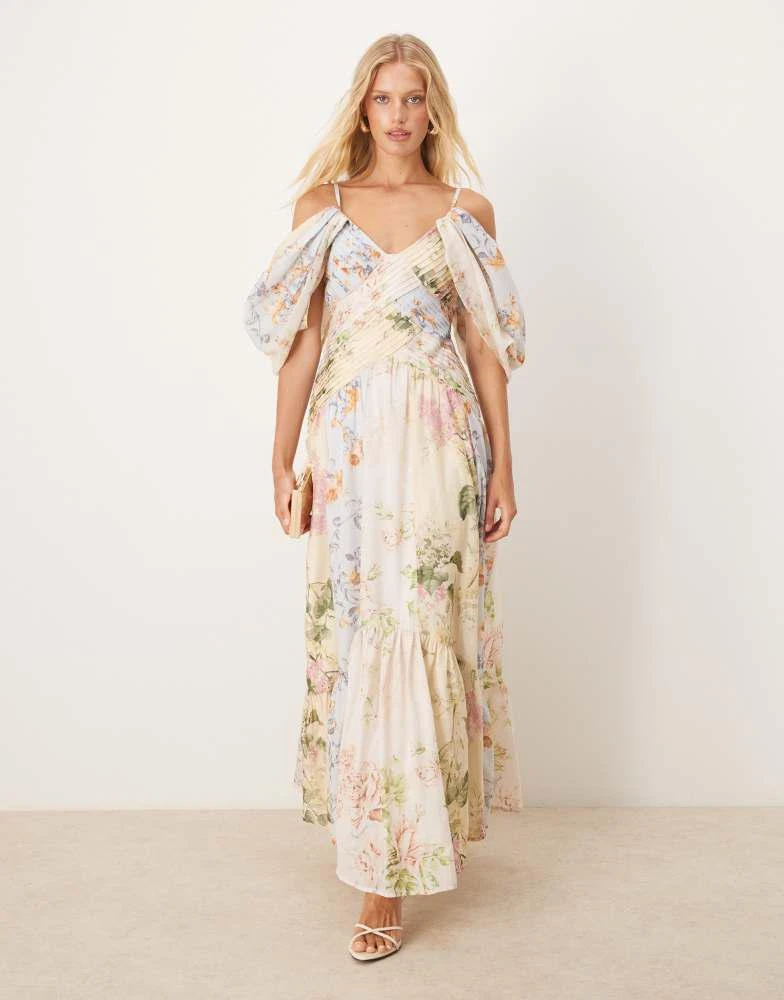 ASOS DESIGN pleat bodice maxi dress with full skirt in mixed floral print   On Sale Now with Up to 20% Off | Discover Exclusive Deals & Savings at  BeyondStyle  Authentic