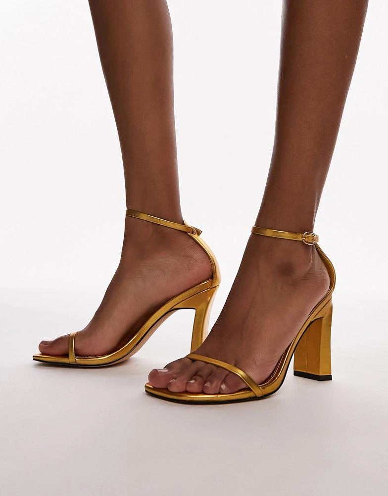 Topshop Topshop Goldie high heeled two part sandal in gold 2