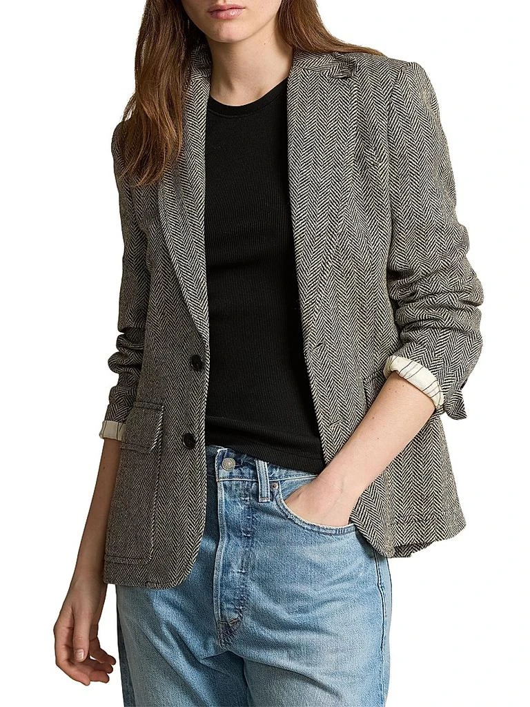Ralph Lauren Linen-Blend Herringbone Single-Breasted Blazer 3
