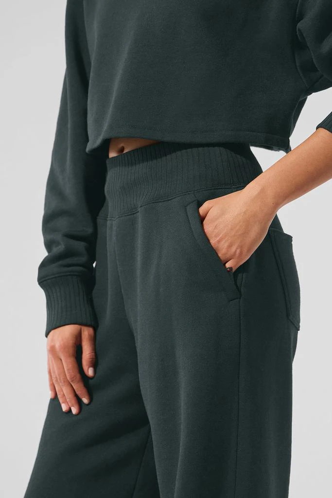 Alo Serenity Wide Leg Sweatpant - Charcoal Green 4
