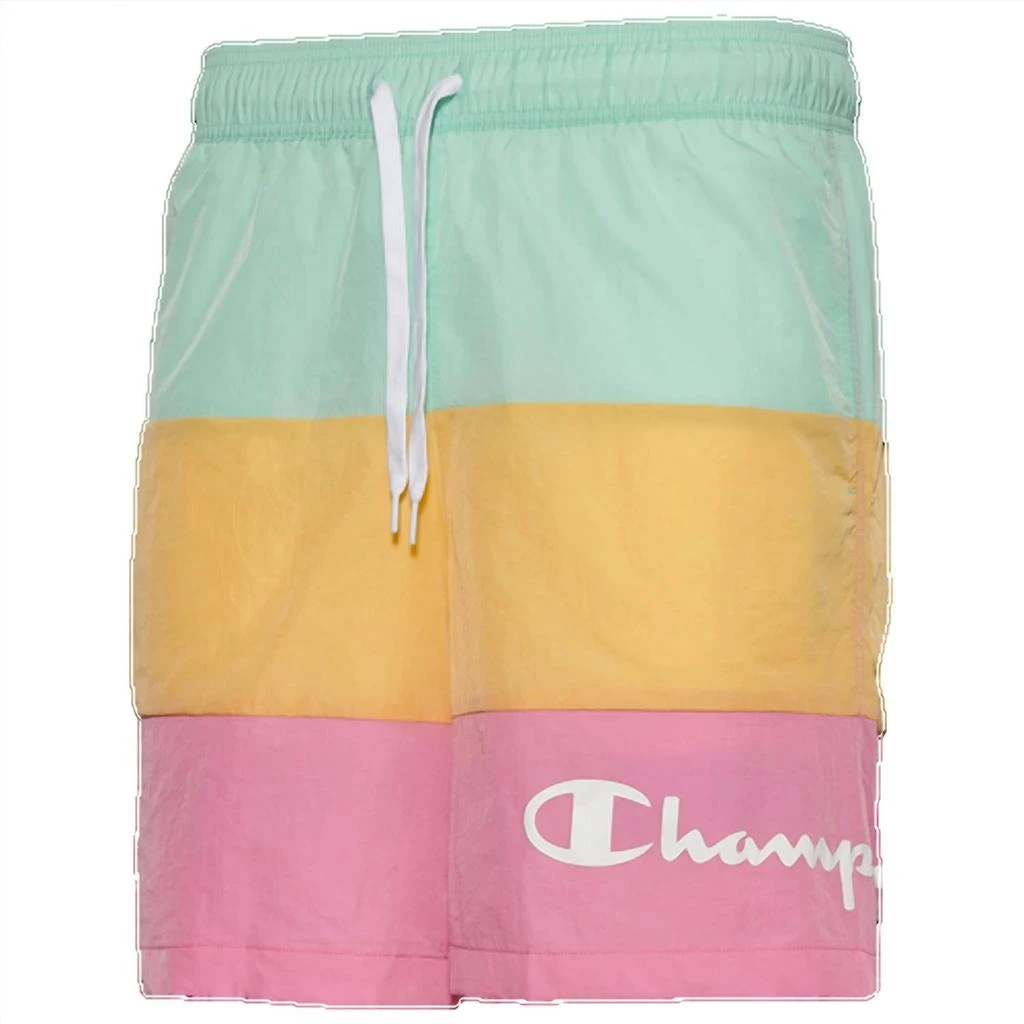 CHAMPION Block Beach Shorts 8" In Mens Clean Mint/orange/pink Ribbon 1