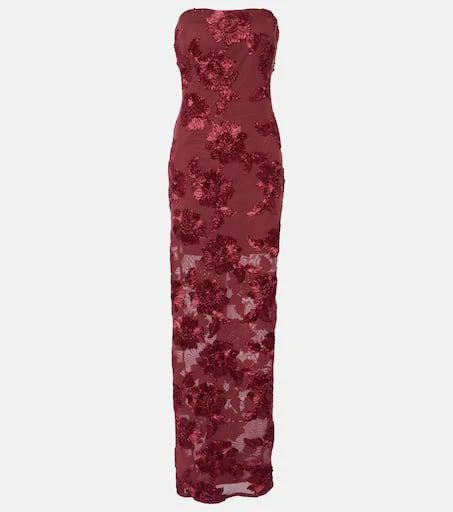 ROTATE Birger Christensen Floral embroidered mesh maxi dress 1