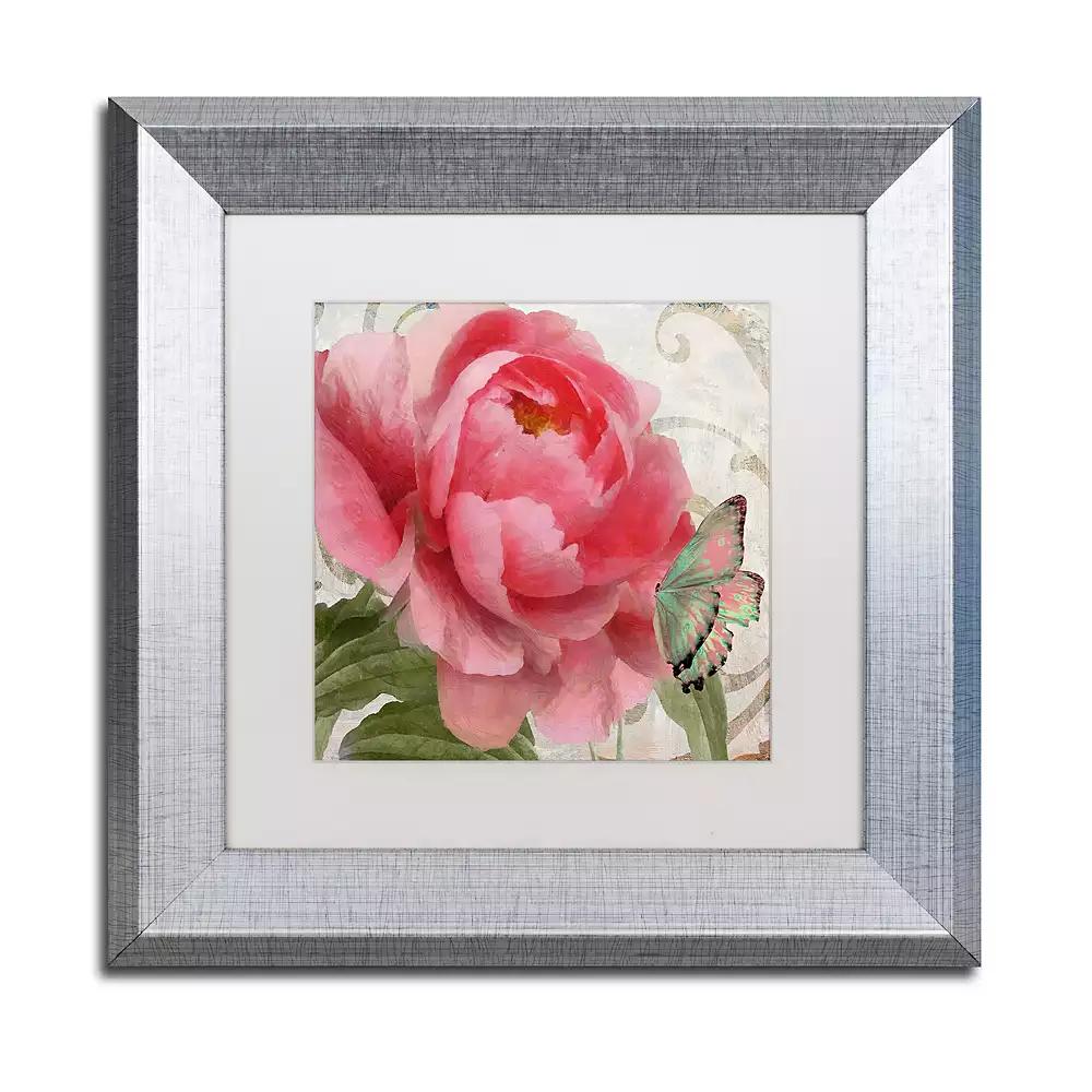 Trademark Global Color Bakery 'Apricot Peonies Ii' Matted Framed Art, 11" x 11"