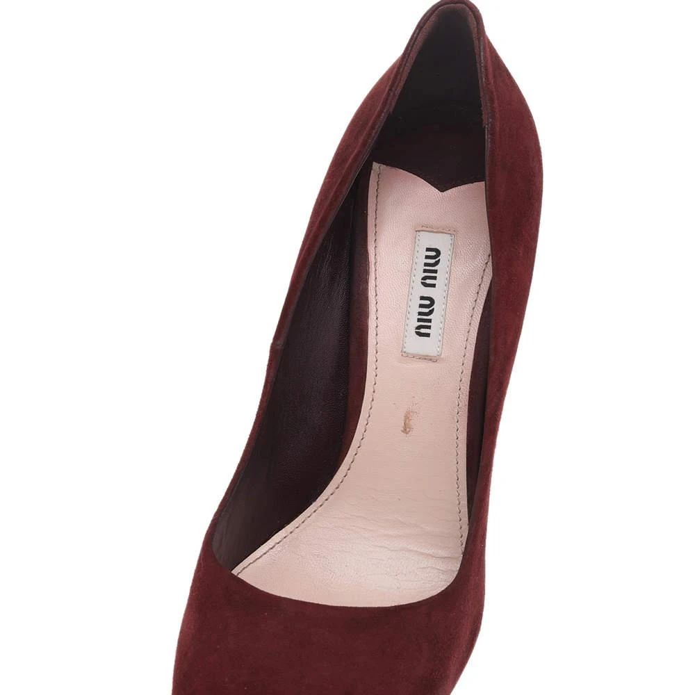 Miu Miu Miu Miu Burgundy Suede Crystal Embellished Block Heel Pumps Size 40.5 7