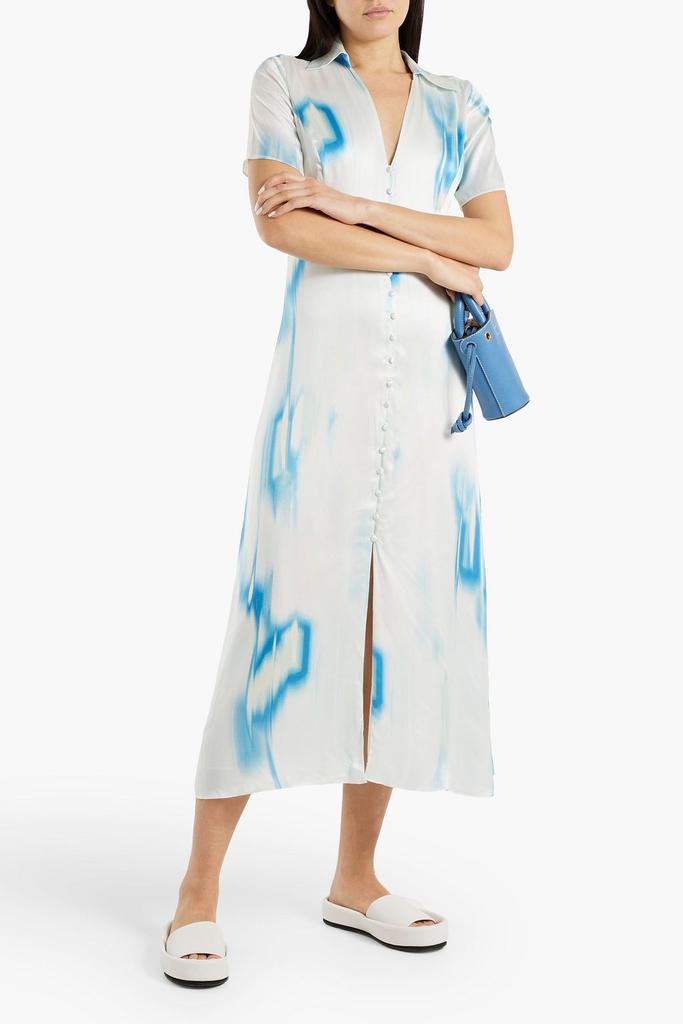 Equipment Balisa tie-dyed washed-silk midi shirt dress