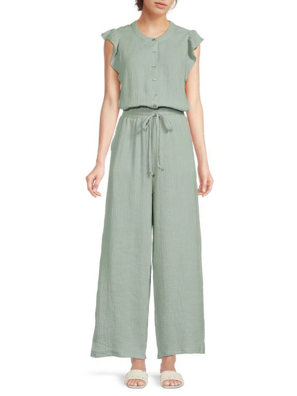 Saks Fifth Avenue Frill Trim Drawstring Jumpsuit 1