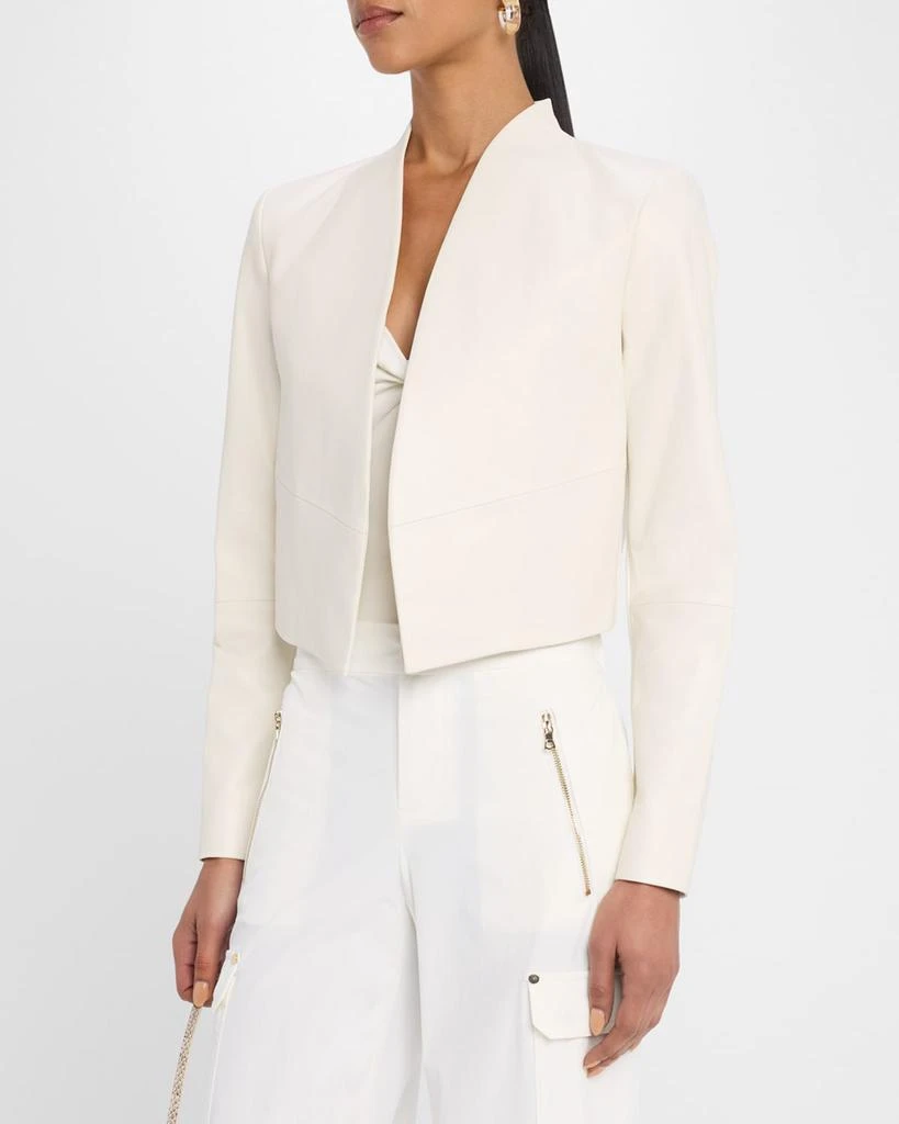 Alice + Olivia Harvey Draped Open-Front Leather Jacket 4
