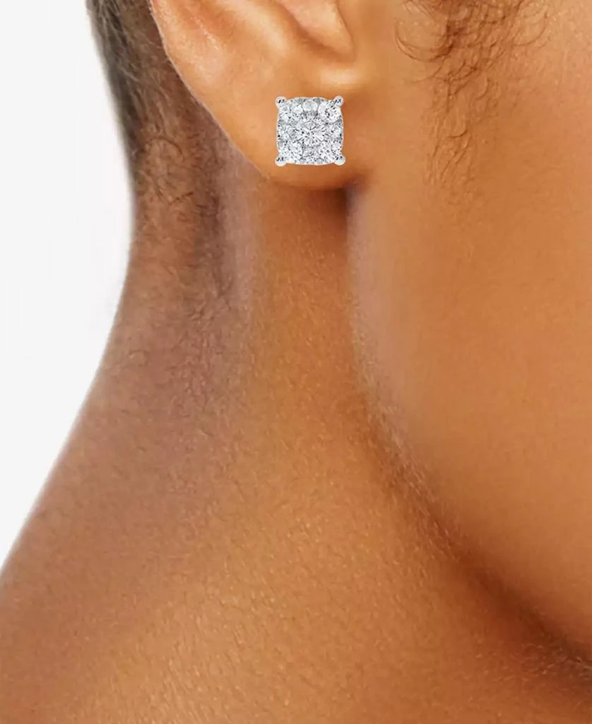 Macy's Diamond Square Cluster Stud Earrings (2 ct. t.w.) 2