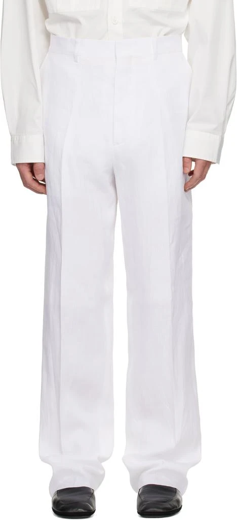 Moschino White Tailored Twist Linen Cloth Trousers