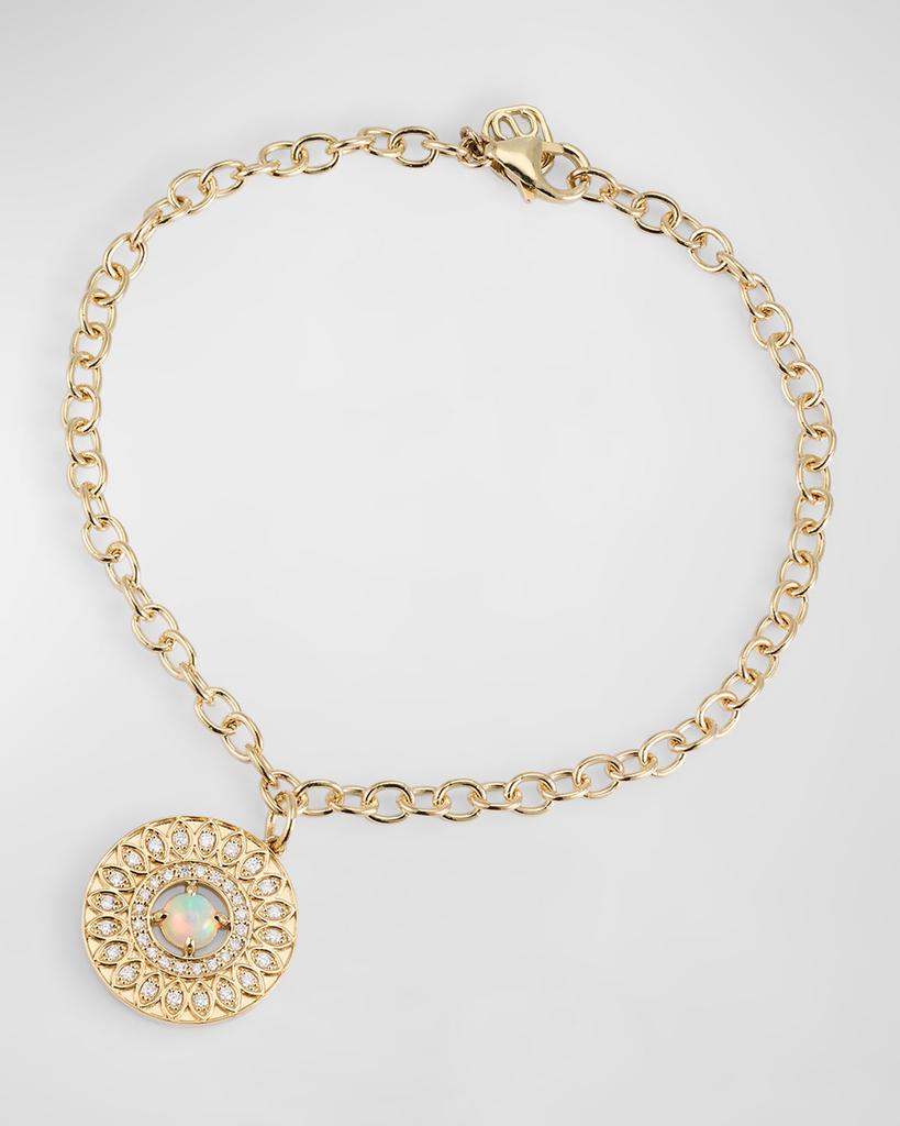 Sydney Evan Marquise Eye Wheel Charm, Opal and Diamond Chain Bracelet