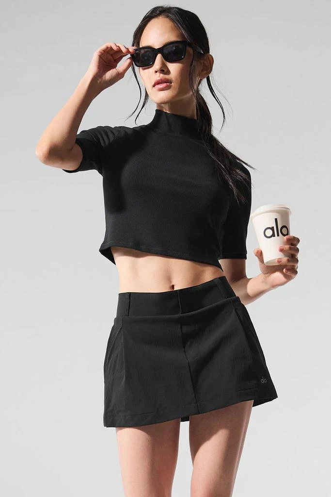 Alo Ribbed Mesh Secret Short Sleeve - Crystal Clear Blue 1