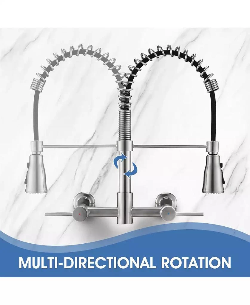 Flynama 3 Functions Wall Mounted Bridge Kitchen Faucet 6