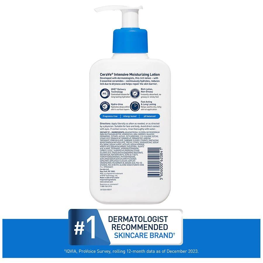 CeraVe Intensive Moisturizing Lotion for Very Dry Skin. Hand, Foot & Body Lotion Fragrance Free 6
