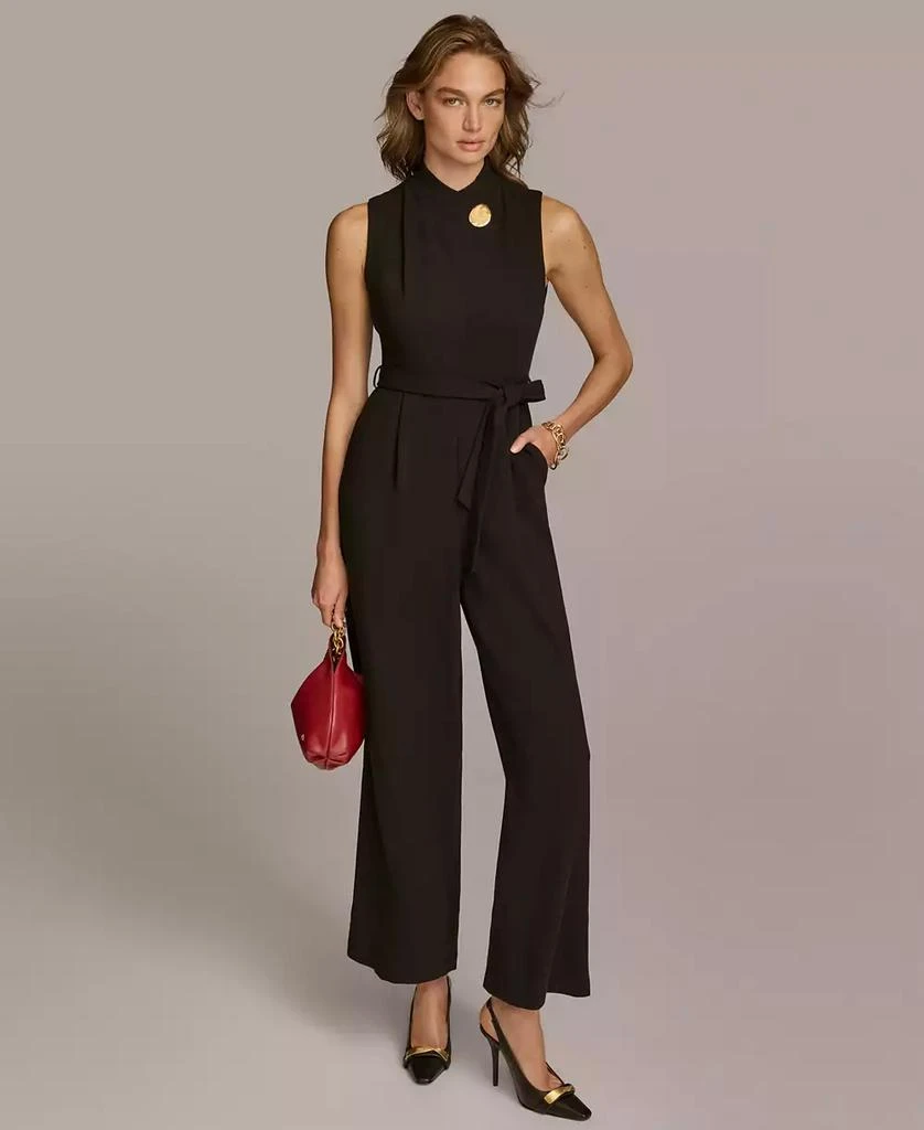 Donna Karan Women's Mock-Neck Belted Jumpsuit 1