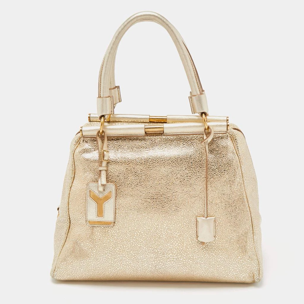 Yves Saint Laurent Saint Laurent Gold Textured Leather Medium Majorelle Bag 1