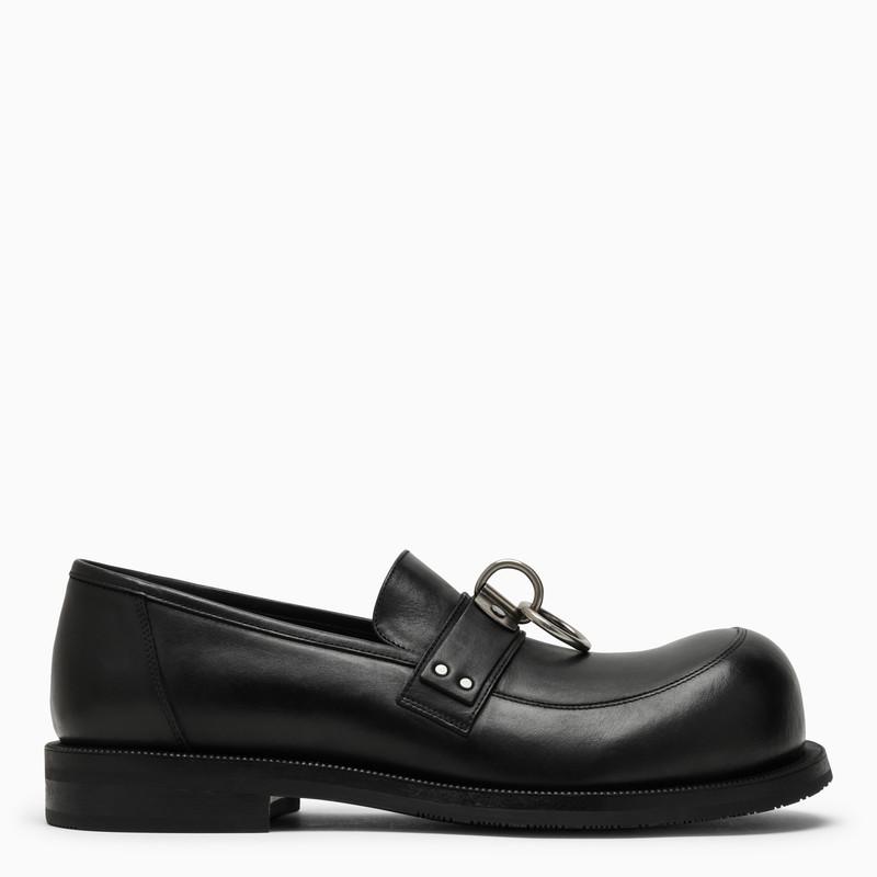 Martine Rose Black leather loafer with ring detail