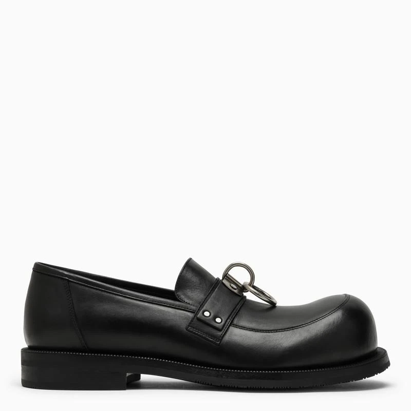 Martine Rose Black leather loafer with ring detail 1