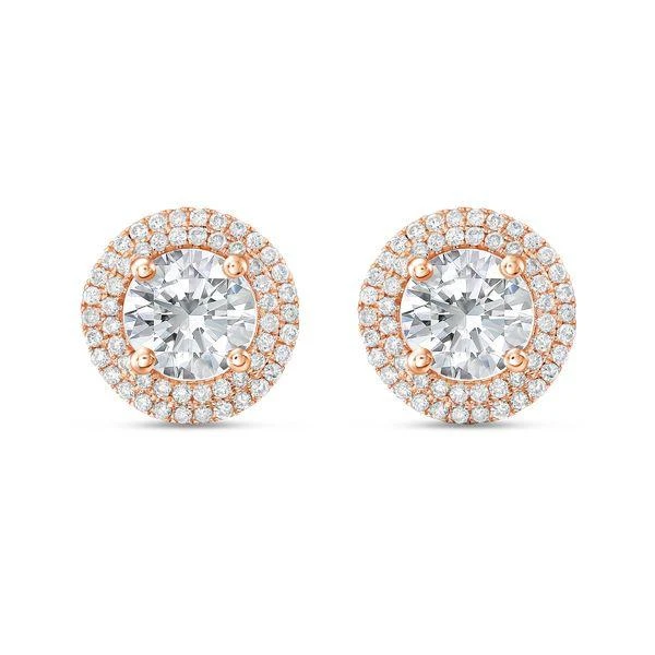 Diana M Jewels 14kt rose gold lab grown round diamond halo earrings weighing 9.00 cts tw