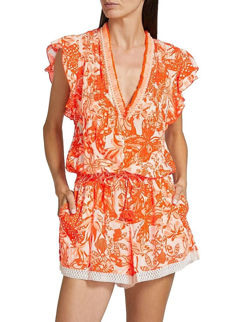 Poupette St Barth Sasha Floral Knit Drawstring Romper 3