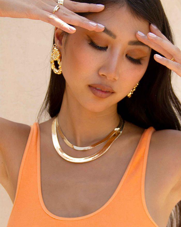 Ettika Jewelry Brooklyn Flat 18k Gold Plated Snake Chain Necklace, 15.5" + 3" extender