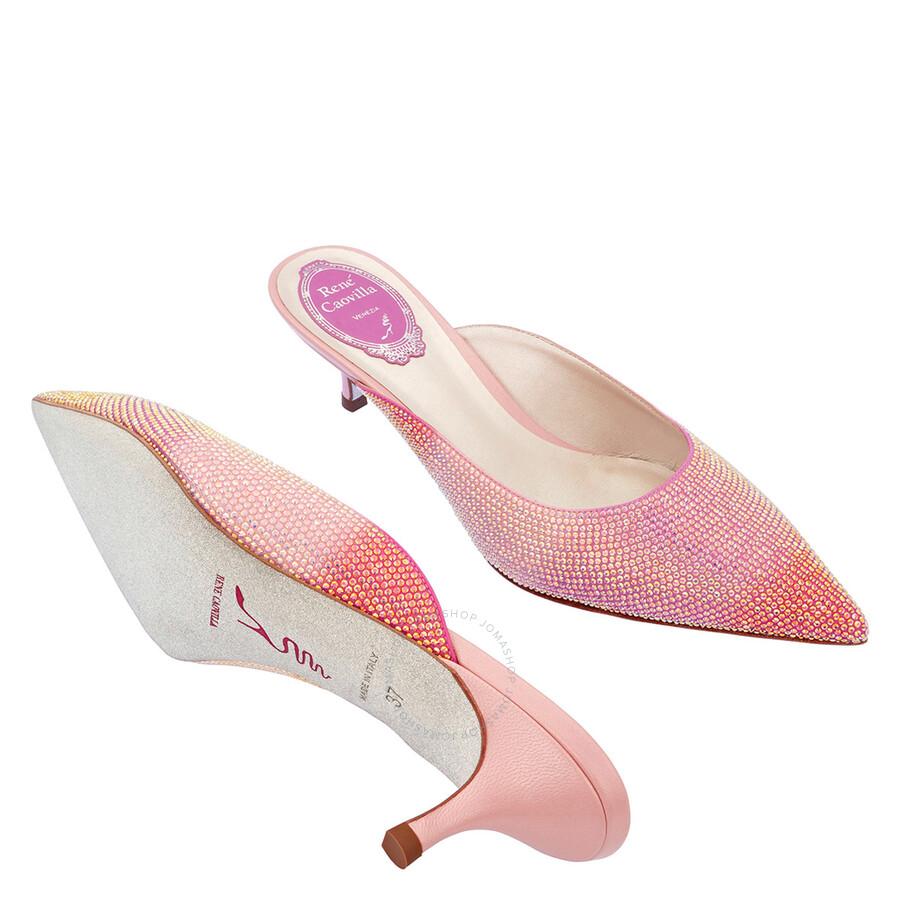 Rene Caovilla Ladies Multicolor/Pink Cleo Pink Degrade Mules