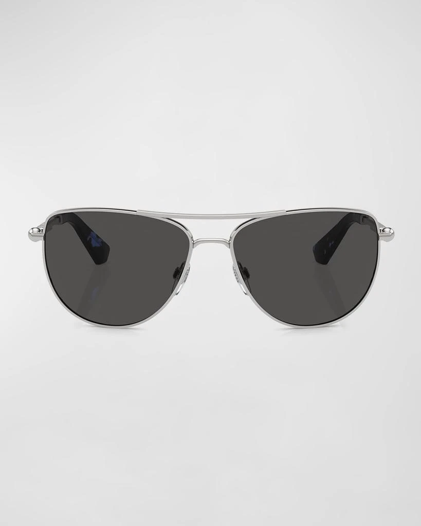 Burberry Logo Mixed-Media Aviator Sunglasses 3