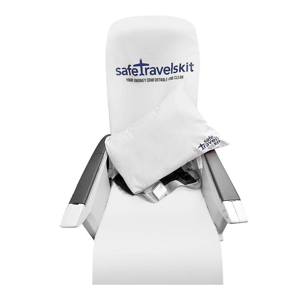 Safe Travels Kit Luxury Travel Airplane Seat Cover & Pillow Case Set 2