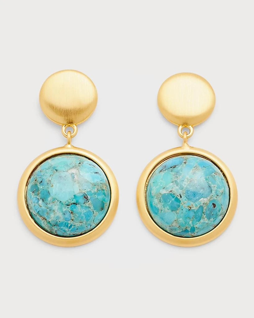 NEST Jewelry Brushed Gold Turquoise Drop Earrings from Neiman Marcus