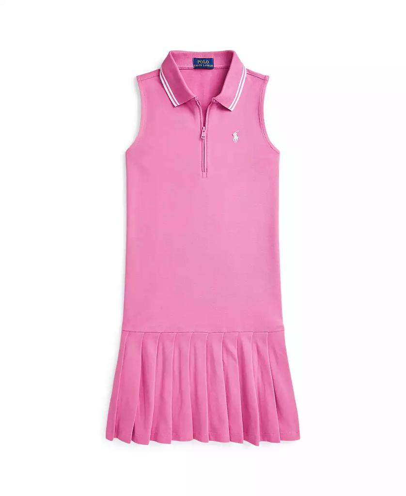 Ralph Lauren Big Girls Pleated Stretch Mesh Polo Dress