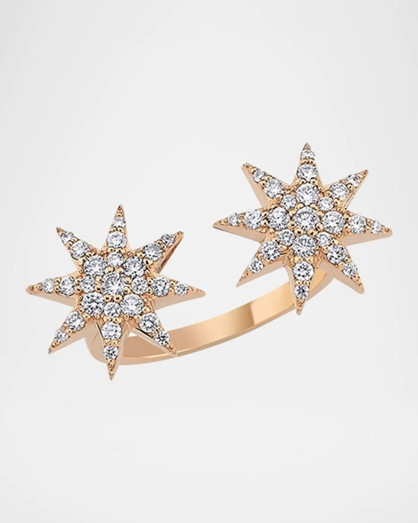 Bee Goddess Venus Star 14k Diamond Split Ring, Size 7 1