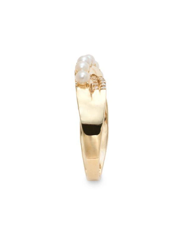 Effy 14K Yellow Gold, 0.20 TCW Diamond & 2.7MM Fresh Water Pearl Wrap Ring 4