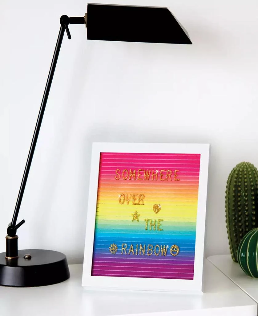 Three Cheers For Girls 3C4G Rainbow Felt Letterboard - 10' X 10" Changeable Message Board, With Hanging Hook Stand, Make It Real, Tweens Girls, 300 Gold-Tone Glittery Letters Emojis, Room Decor 6