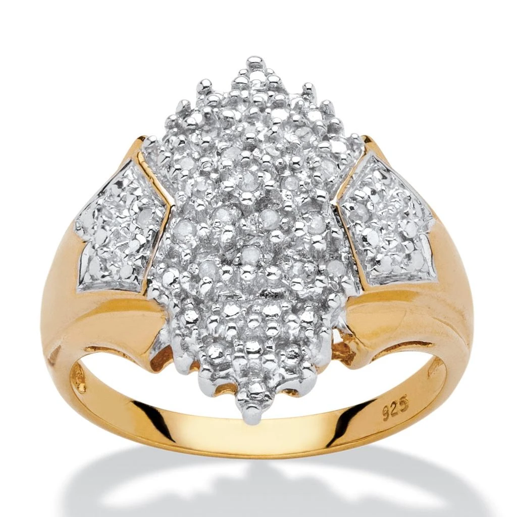 Palm Beach Jewelry 1/10 TCW Diamond Cluster Ring in 18k Yellow Gold-plated Sterling Silver 1