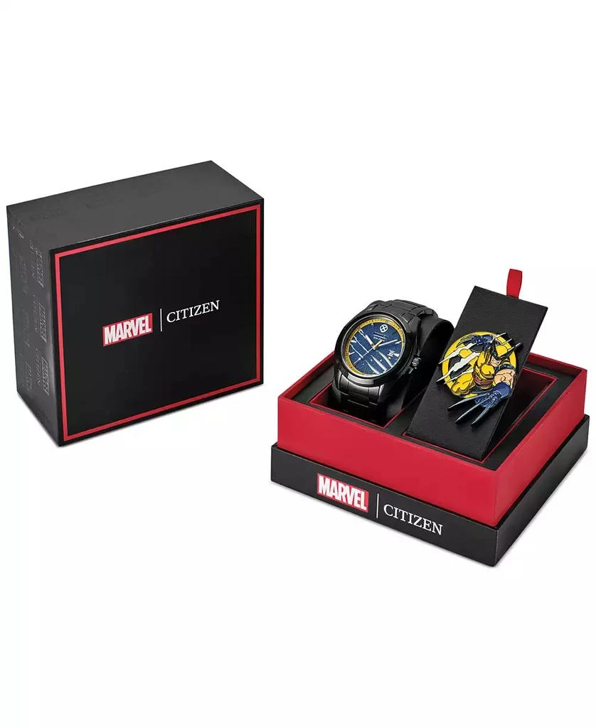 Citizen Eco-Drive Men's Marvel Wolverine Black-Tone Stainless Steel Bracelet Watch 43mm Gift Set 6