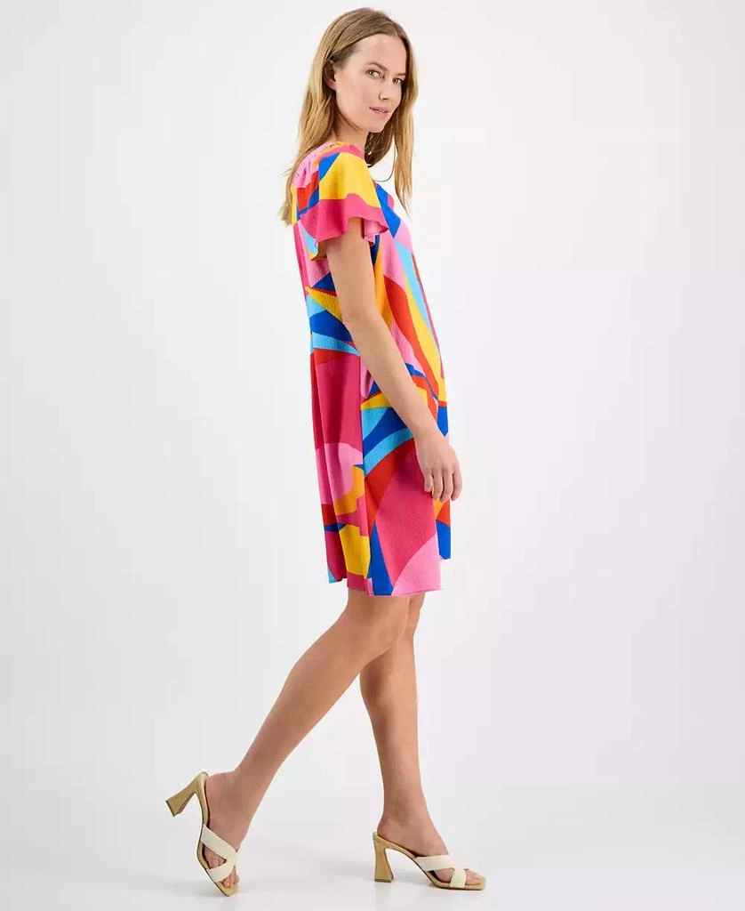 Robbie Bee Women's Mod Print Flutter-Sleeve Shift Dress 2