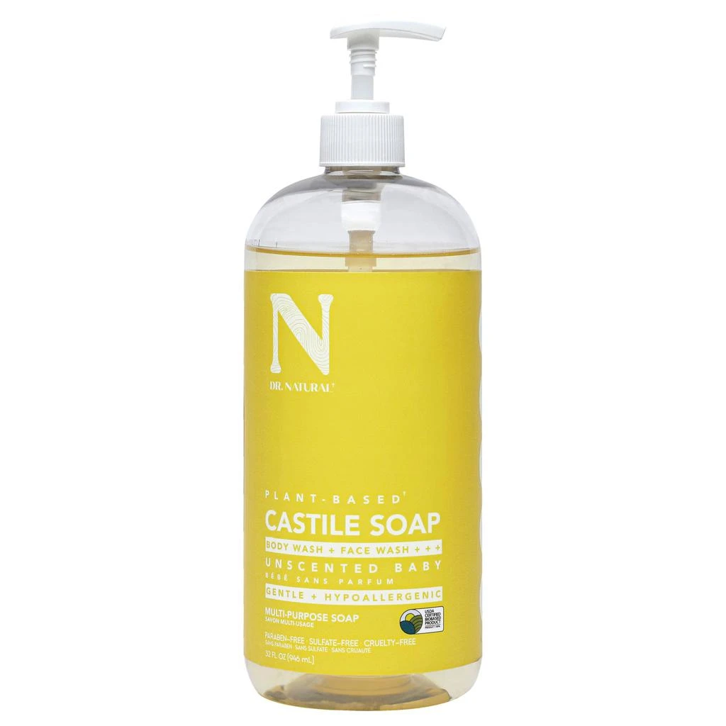 Dr. Natural Castile Liquid Soap - Unscented Baby Mild by  for Unisex - 32 oz Soap 1