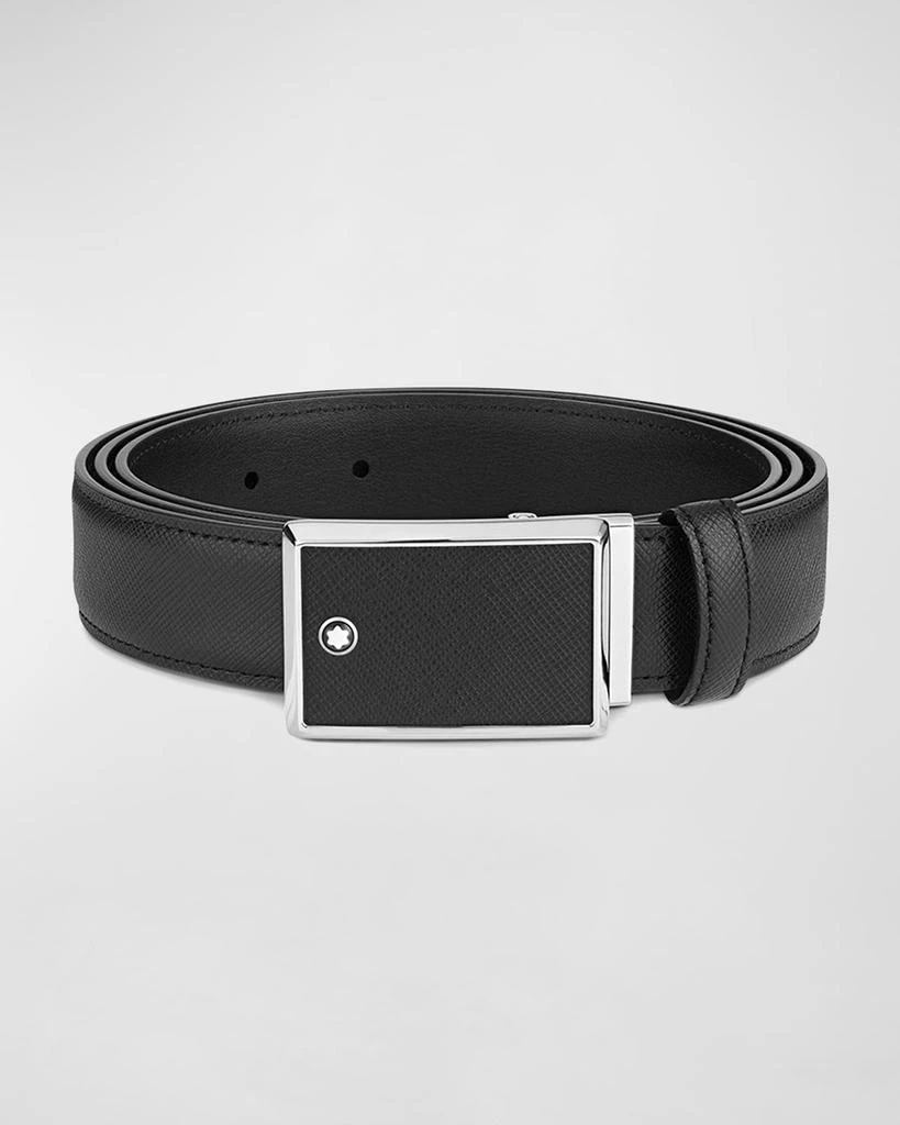MontBlanc Men's Rectangle-Buckle Leather Belt 1