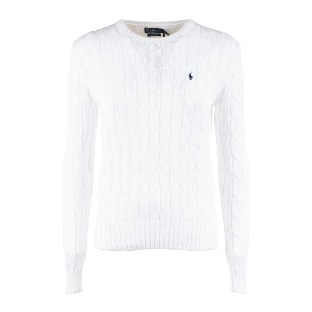 Ralph Lauren Ralph Lauren White Cotton Cable-Knit Crew Neck Sweater 1