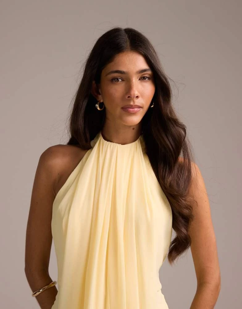 ASOS ASOS DESIGN Bridesmaids grecian draped halter maxi dress in yellow -  Dresses & Skirts - Compare Prices from 7+ Stores - Free Shipping -  BeyondStyle