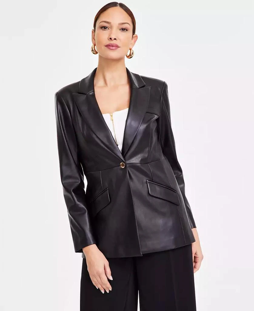INC International Women's Faux-Leather Single-Button Blazer, Exclusively at Macy's 1