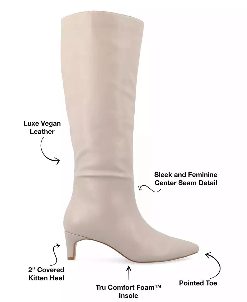 Journee Collection Women's Tullip Wide Width Wide Calf Kitten Heel Pointed Toe Knee High Dress Boots 6