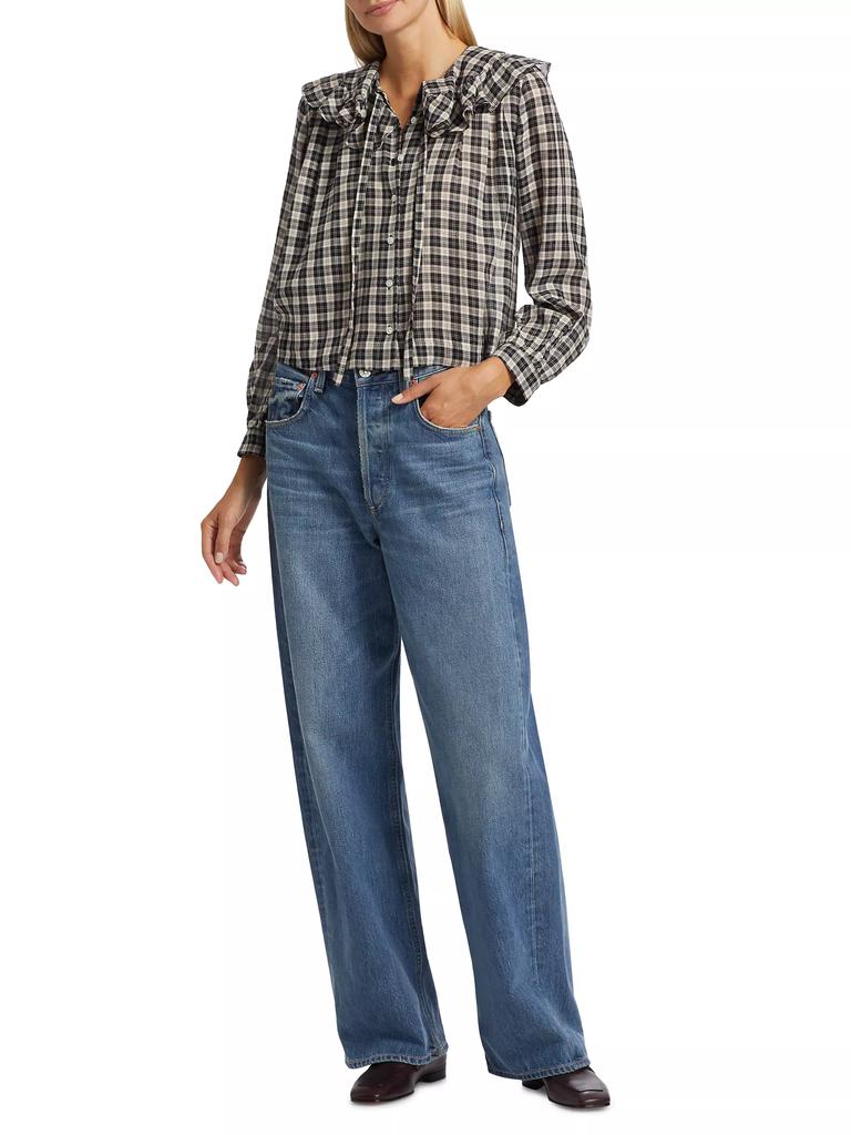 DÔEN Joelle Plaid Organic-Cotton Long-Sleeve Shirt