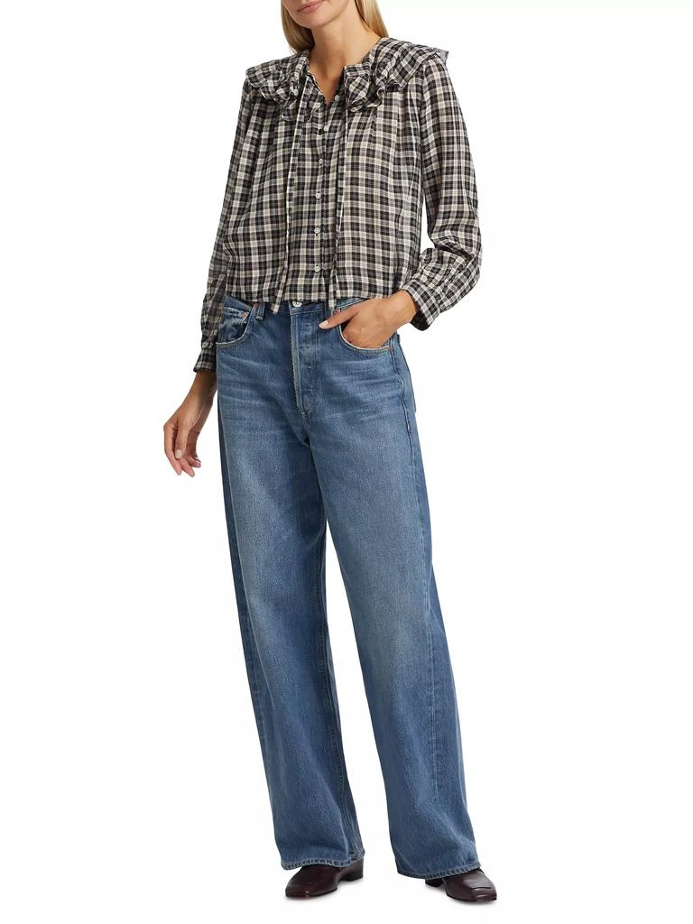 DÔEN Joelle Plaid Organic-Cotton Long-Sleeve Shirt 2