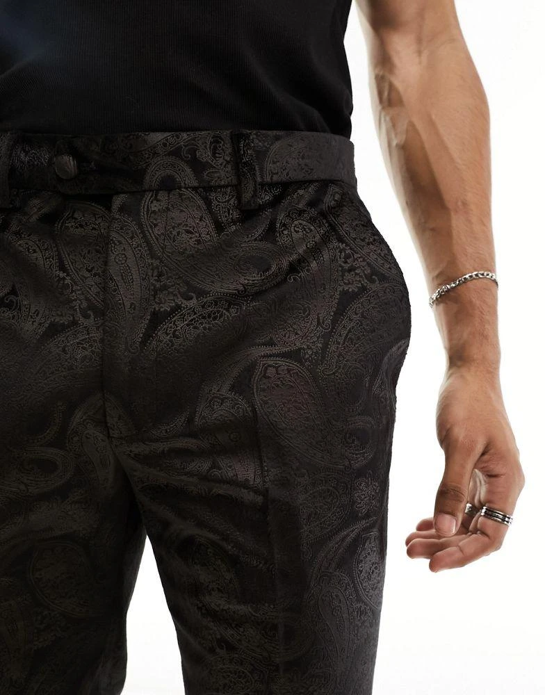 Gianni Feraud Gianni Feraud skinny velvet paisley suit trousers in black 3