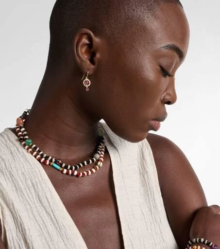 Ileana Makri Orbit 18kt gold drop earrings with rubies and diamonds 2