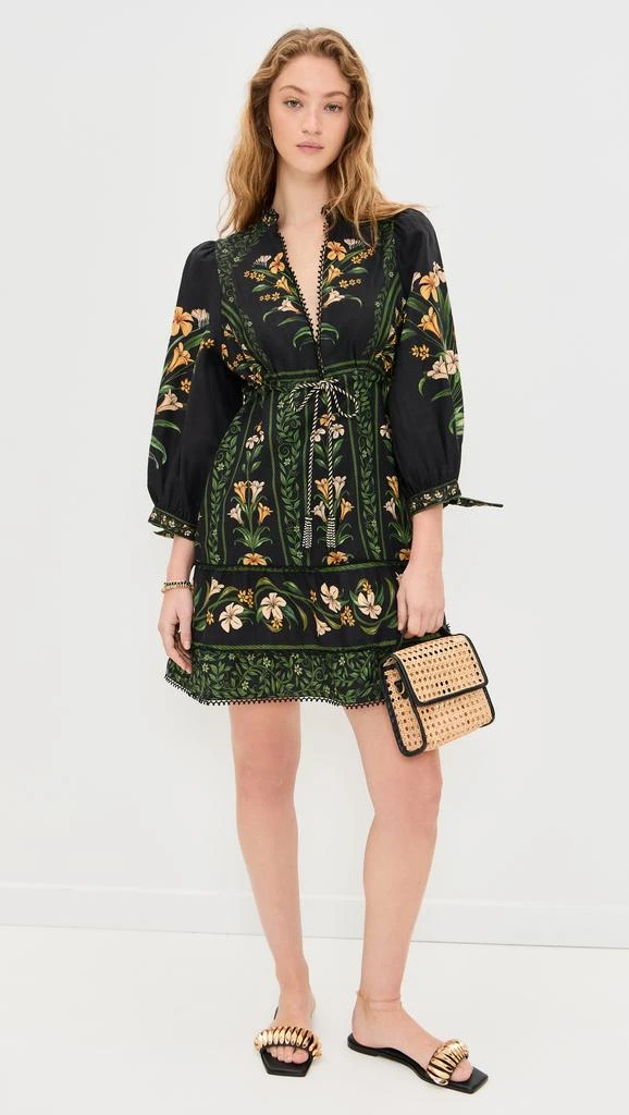 Farm Rio Flowers Arch Black Mini Dress 4