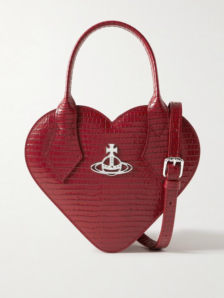 Vivienne Westwood Leather Croc-Embossed Josephine Heart Bag