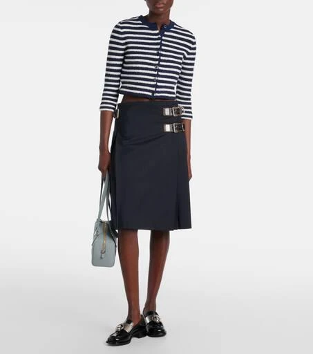 Prada Striped cotton-blend bouclé cardigan 2