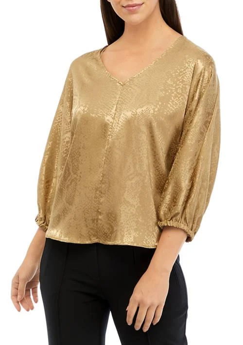 Adrienne Landau Onyx Landau Onyx Womens 3 4 Sleeve Cheetah Print Top 1